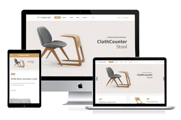 响应式白色简洁家私家具外贸网站模板